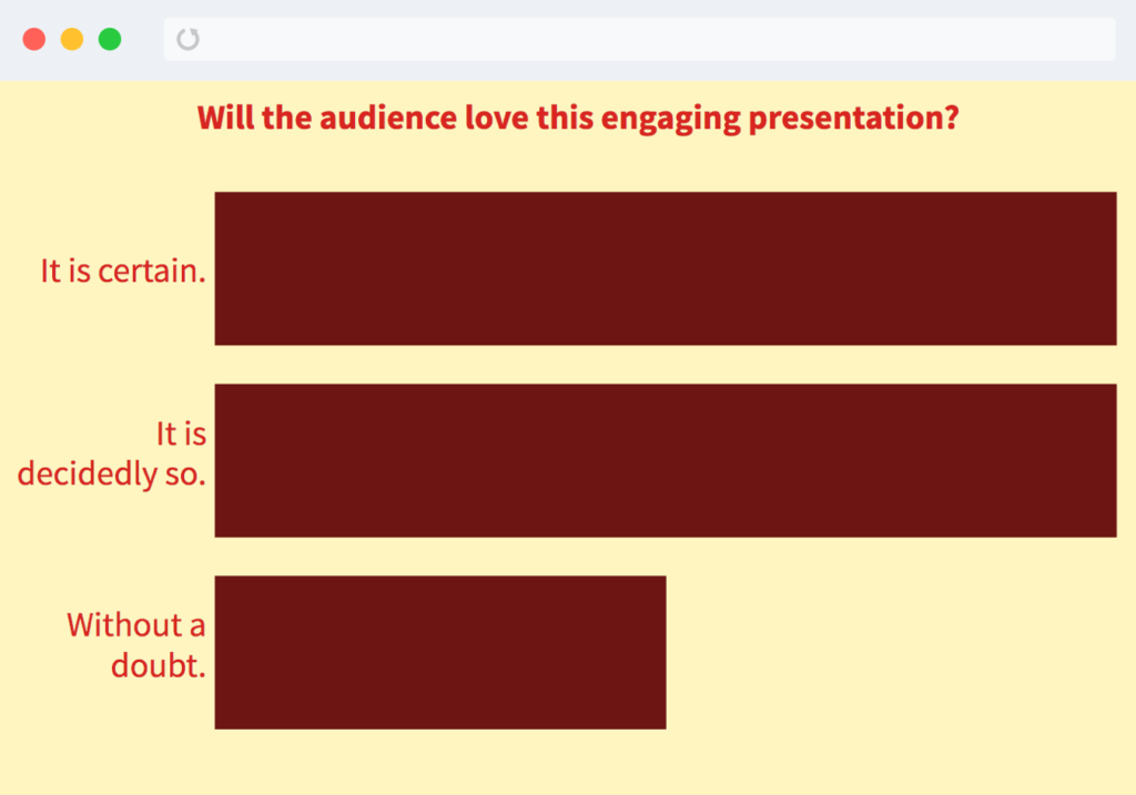 Multiple choice poll with a custom red and yellow visualization theme
