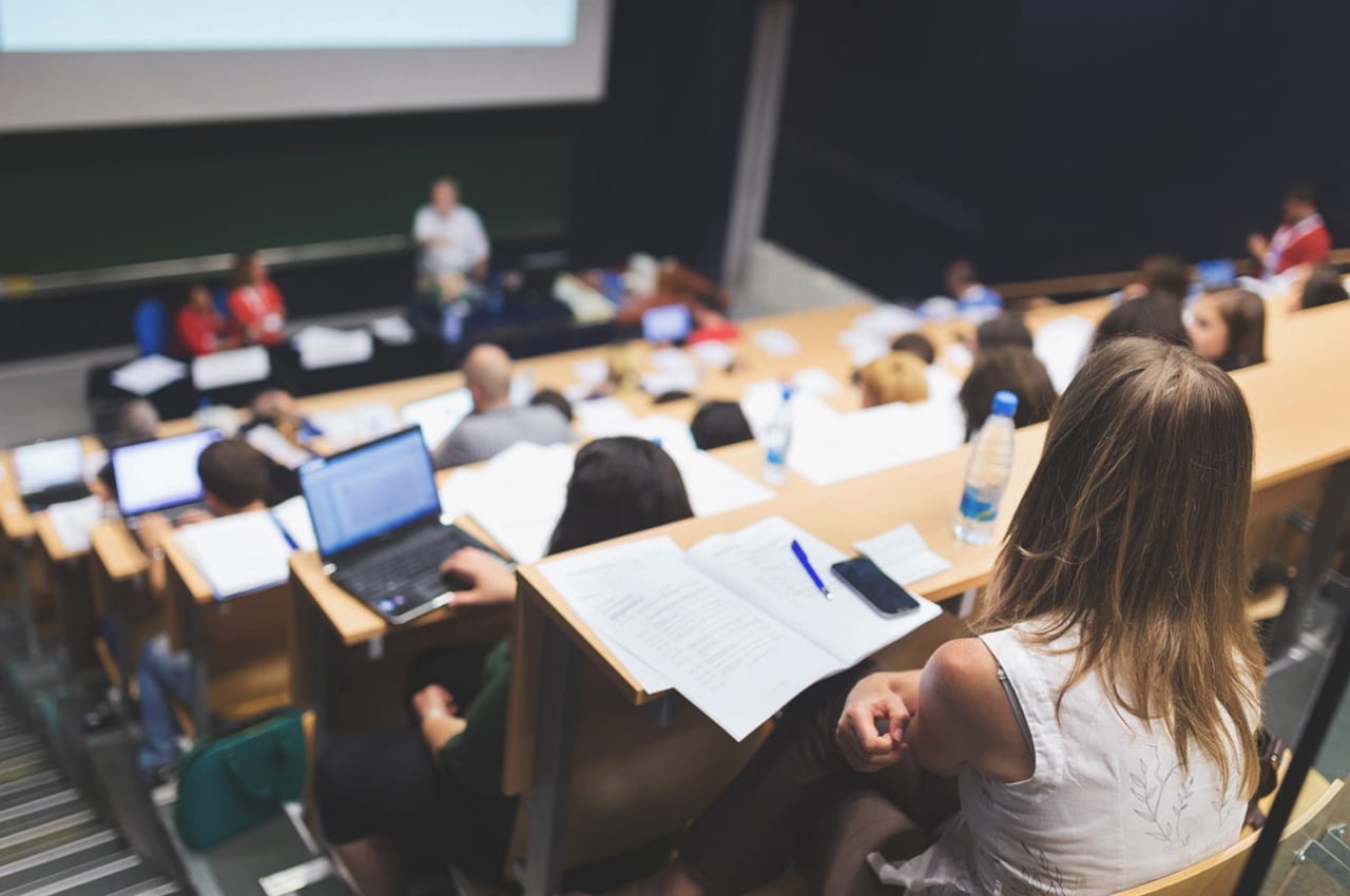 College student in lecture hall