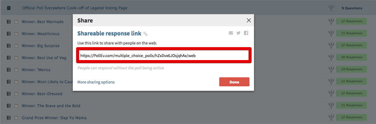 Sharable poll link
