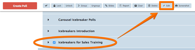 Select a group of polls to copy, then click edit