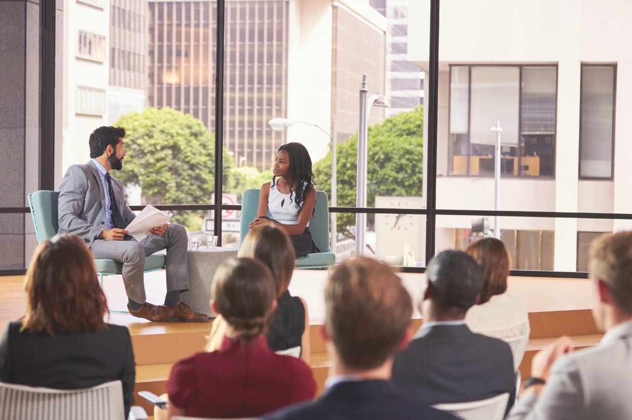 interactive presentation examples Interview in front of audience