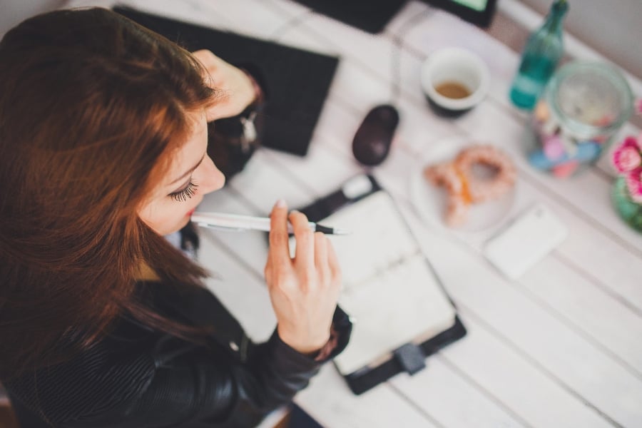 woman preparing for meeting