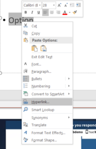 decision modeling: inserting a hyperlink in PowerPoint