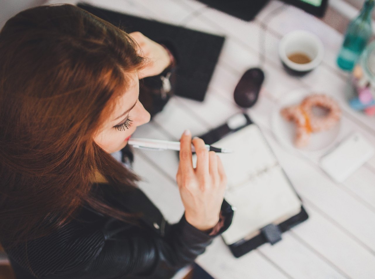 woman preparing for meeting