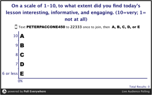 One a scale of 1-10 to what extent did you find this class interesting, informative, and engaging?