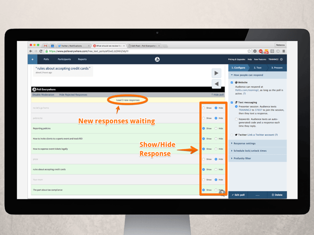 Poll response moderation with new controls