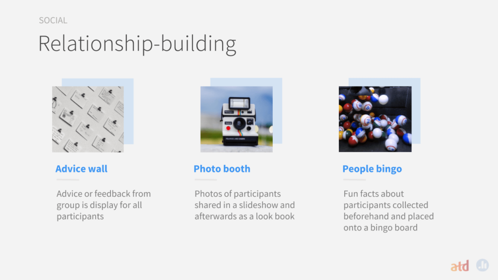 Relationship-building activities slide