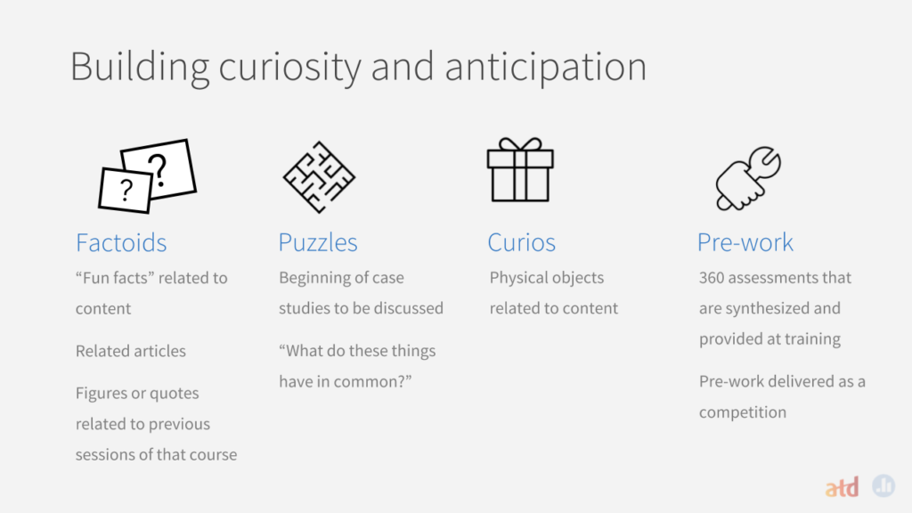 Building curiosity and anticipation