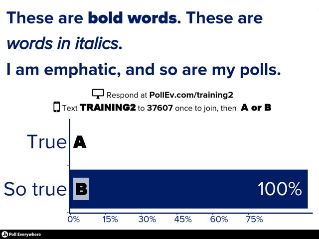 Use bold and italics tags to emphasize key words in your question