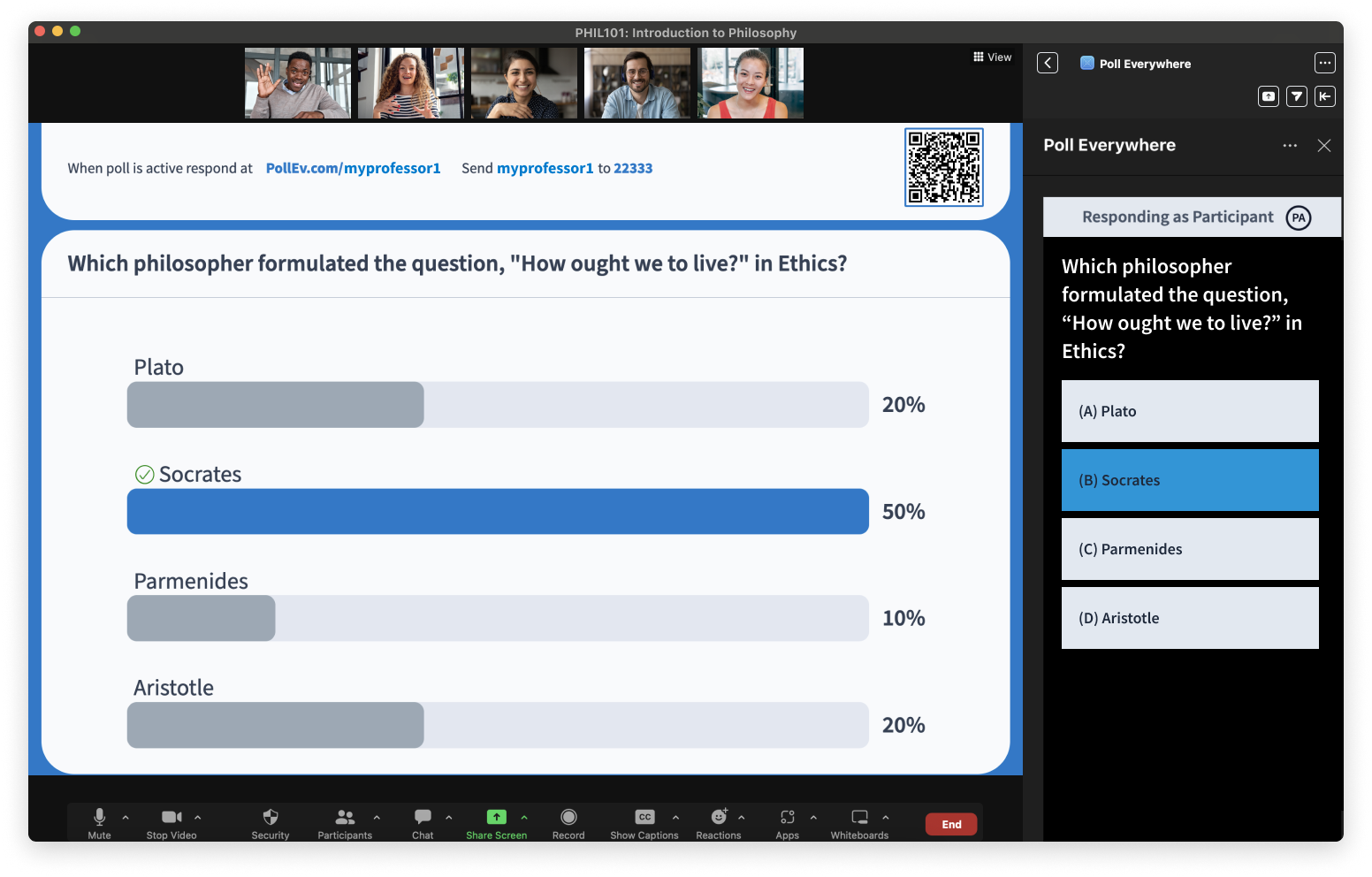 Zoom app mcq results - window only