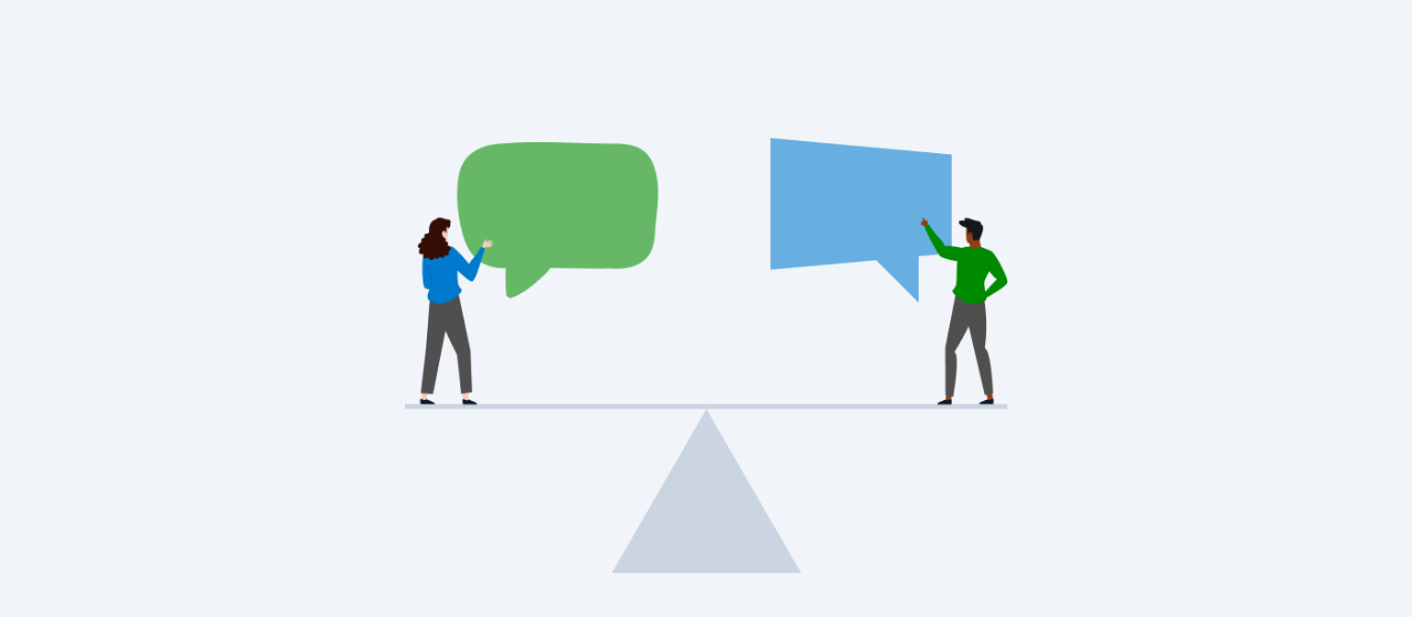 illustration of two figures standing on a scale