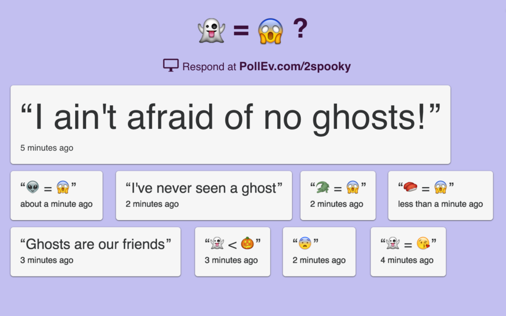 Poll Everywhere Open-Ended question with emojis.