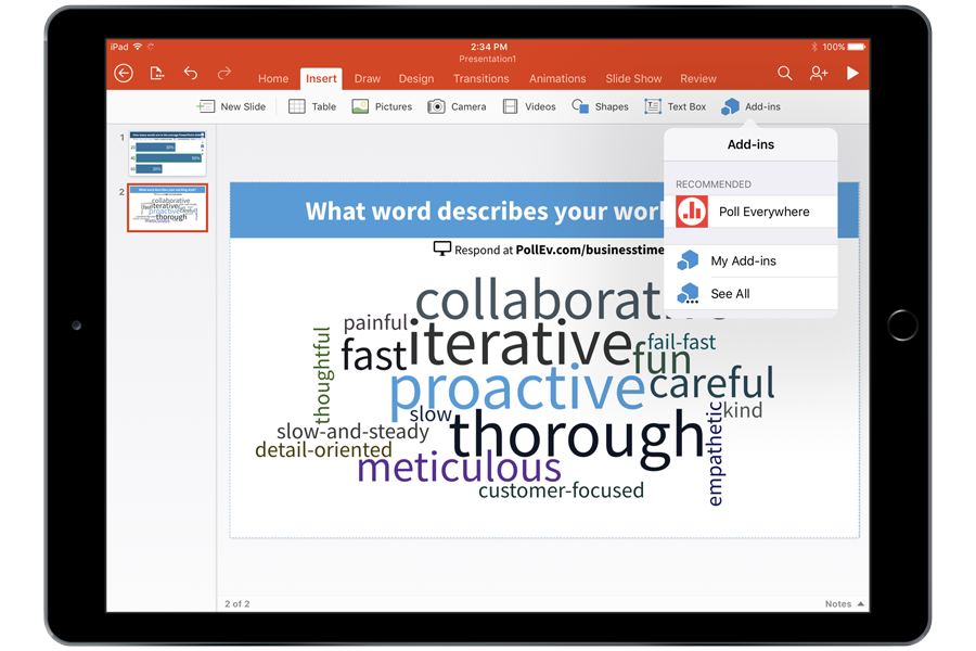 Live audience engagement comes standard in PowerPoint for iPad