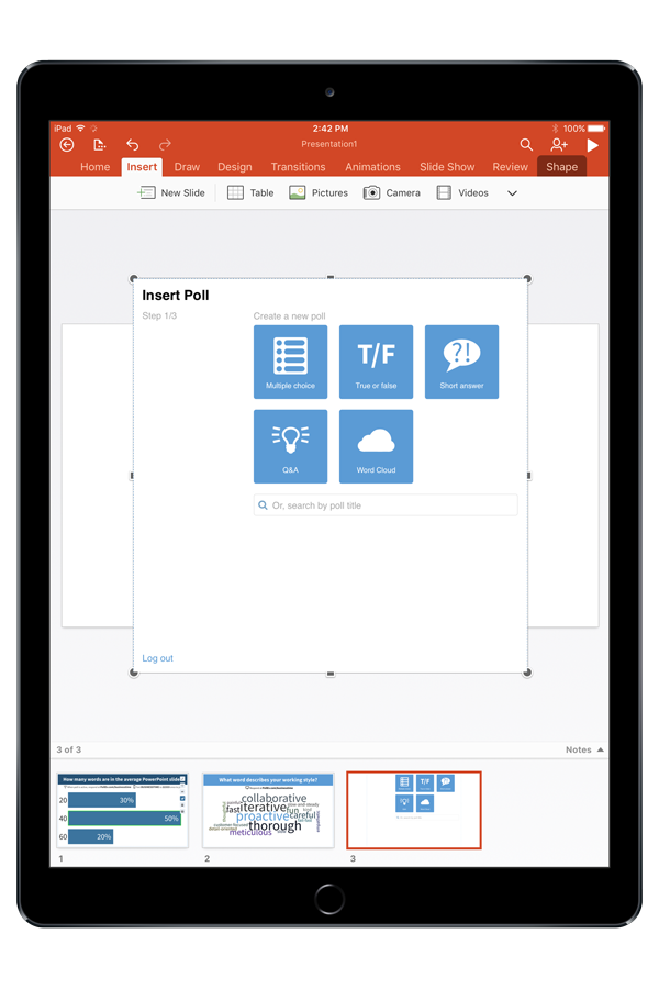 Live audience engagement comes standard in PowerPoint for iPad