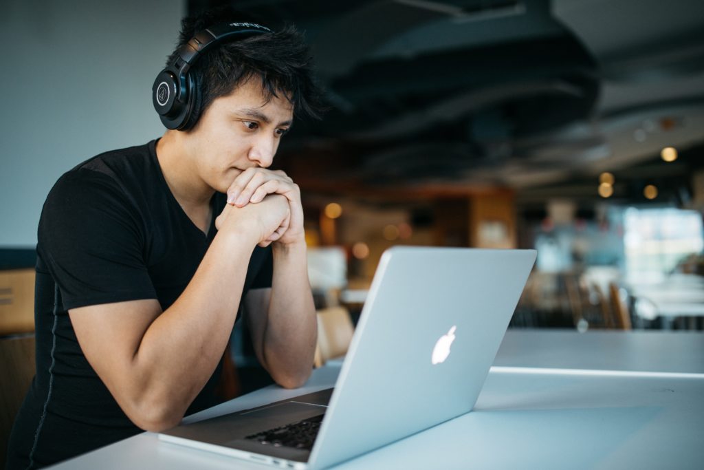 Remote employee participating in a meeting