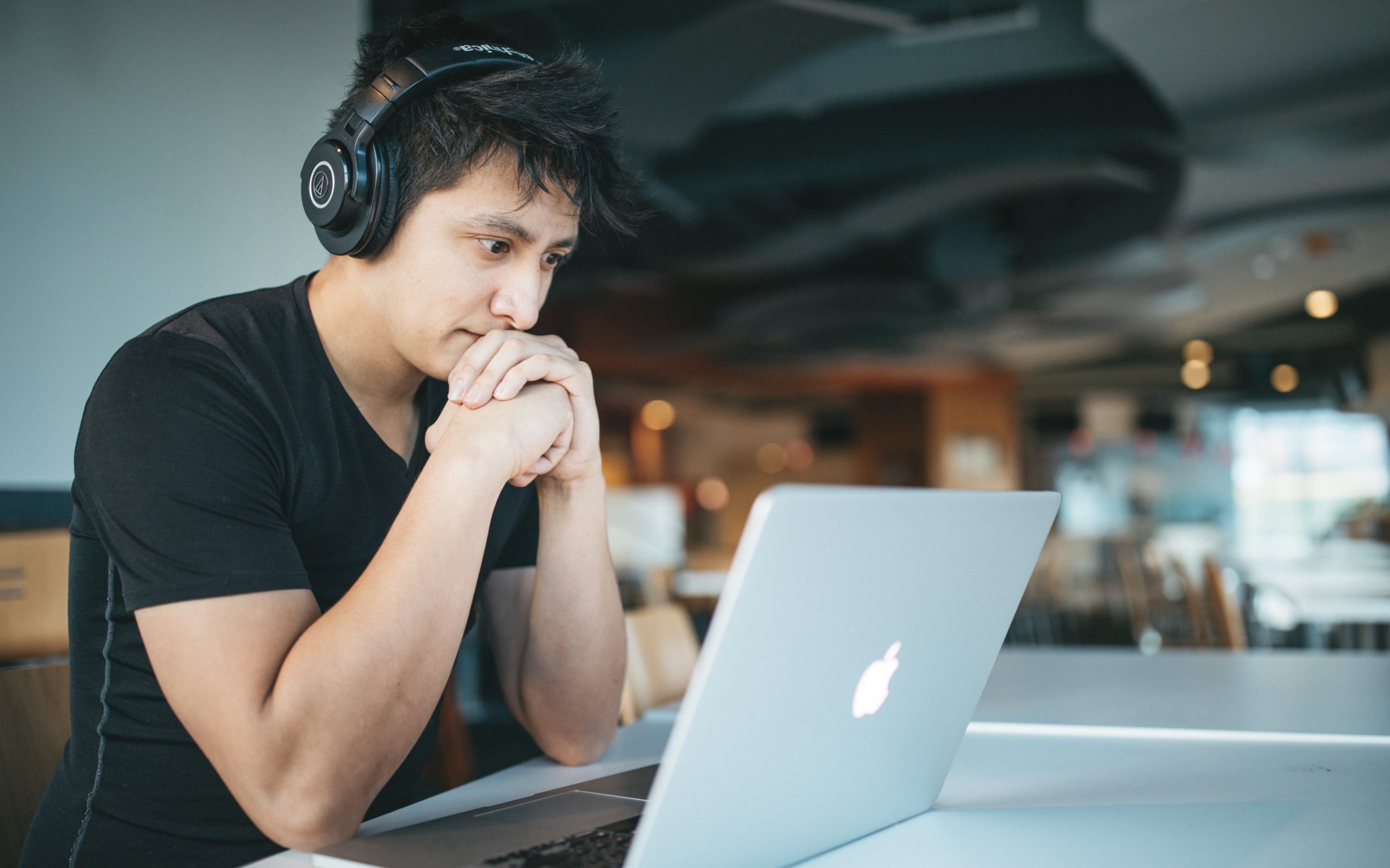 Student watching an online lesson.