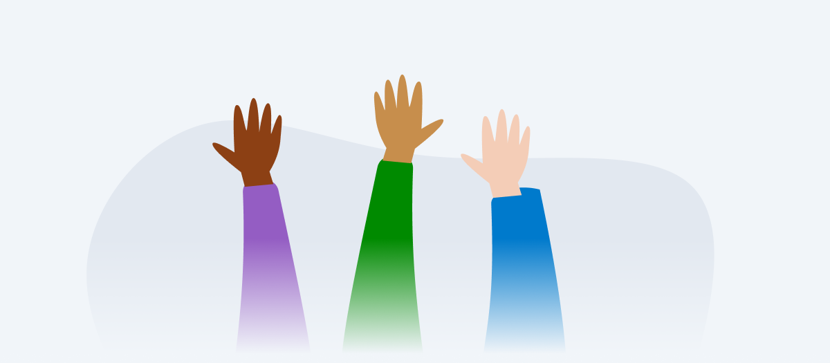 illustration of three raised hands